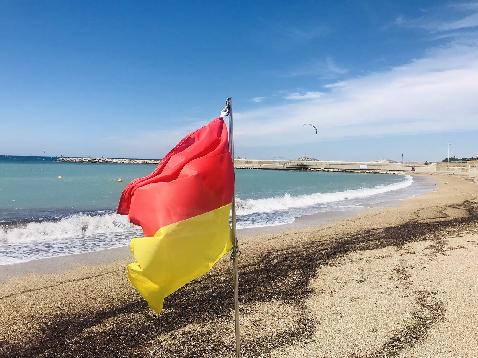 Drapeau bicolore de limite de surveillance de baignade
