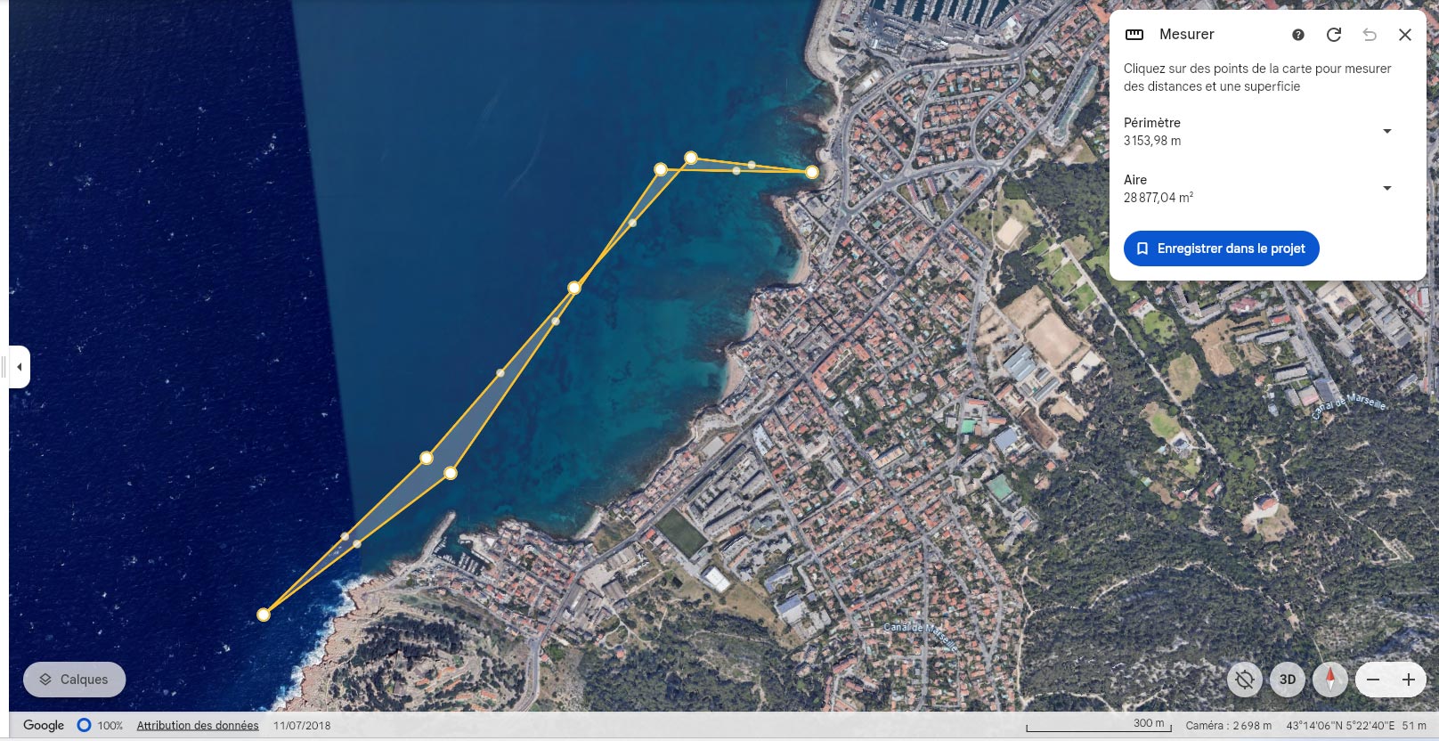 Parcours du Bain des Dames à la Madrague