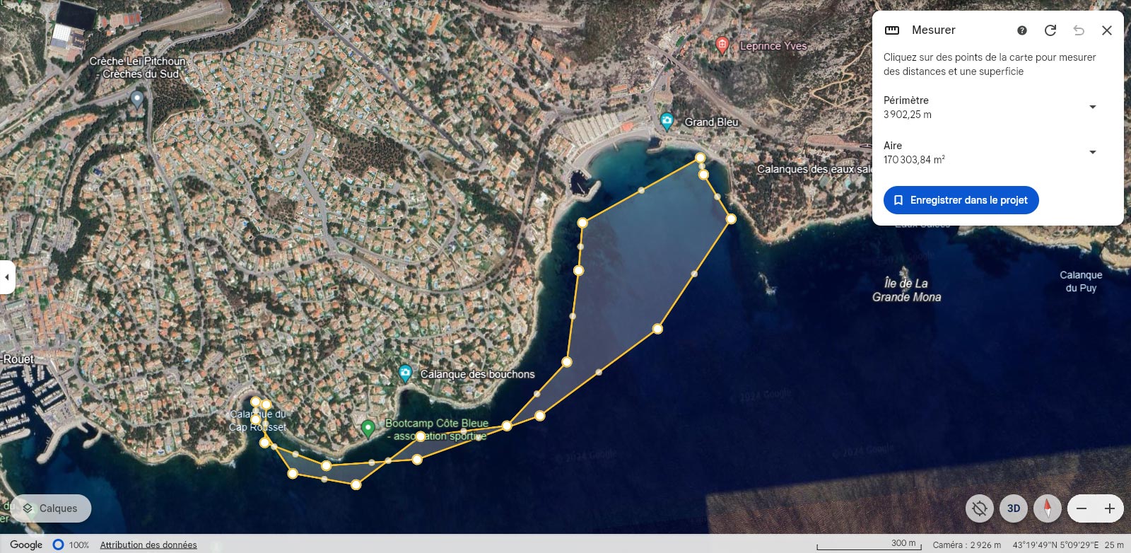 Parcours plage du Rouet à Cap Rousset