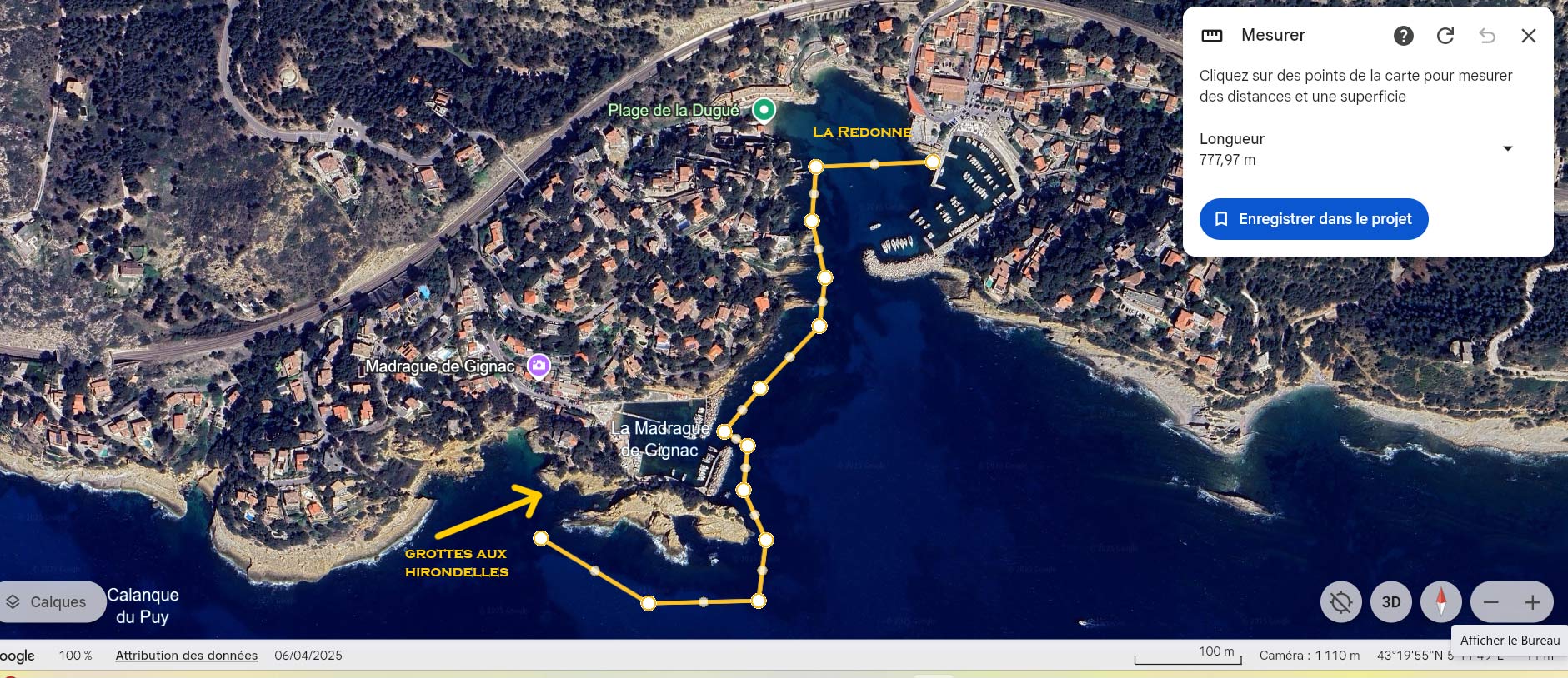 Parcours à la nage de la Redonne à la grotte aux hirondelles