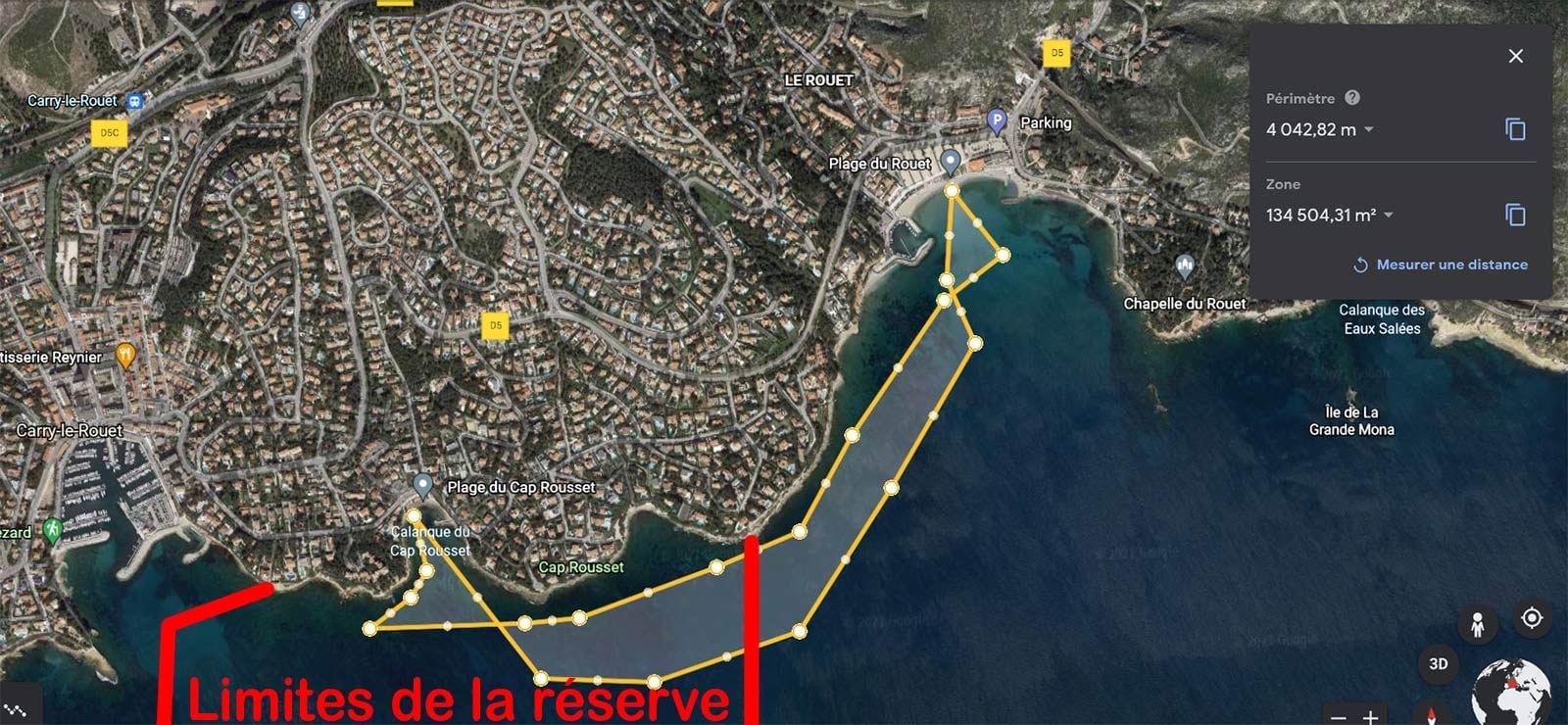 Parcours de la plage du Rouet à Cap Rousset
