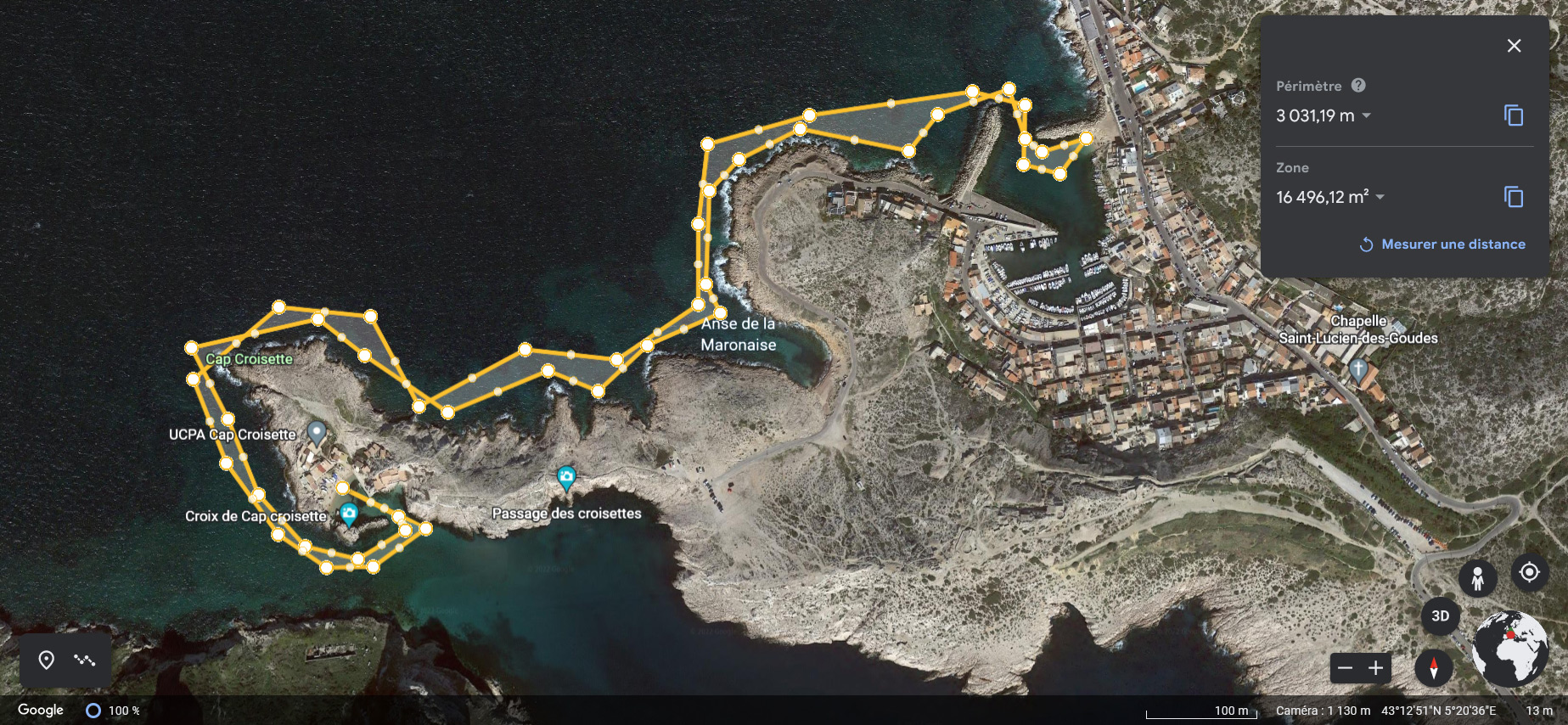 Le parcours des Goudes au Cap Croisette